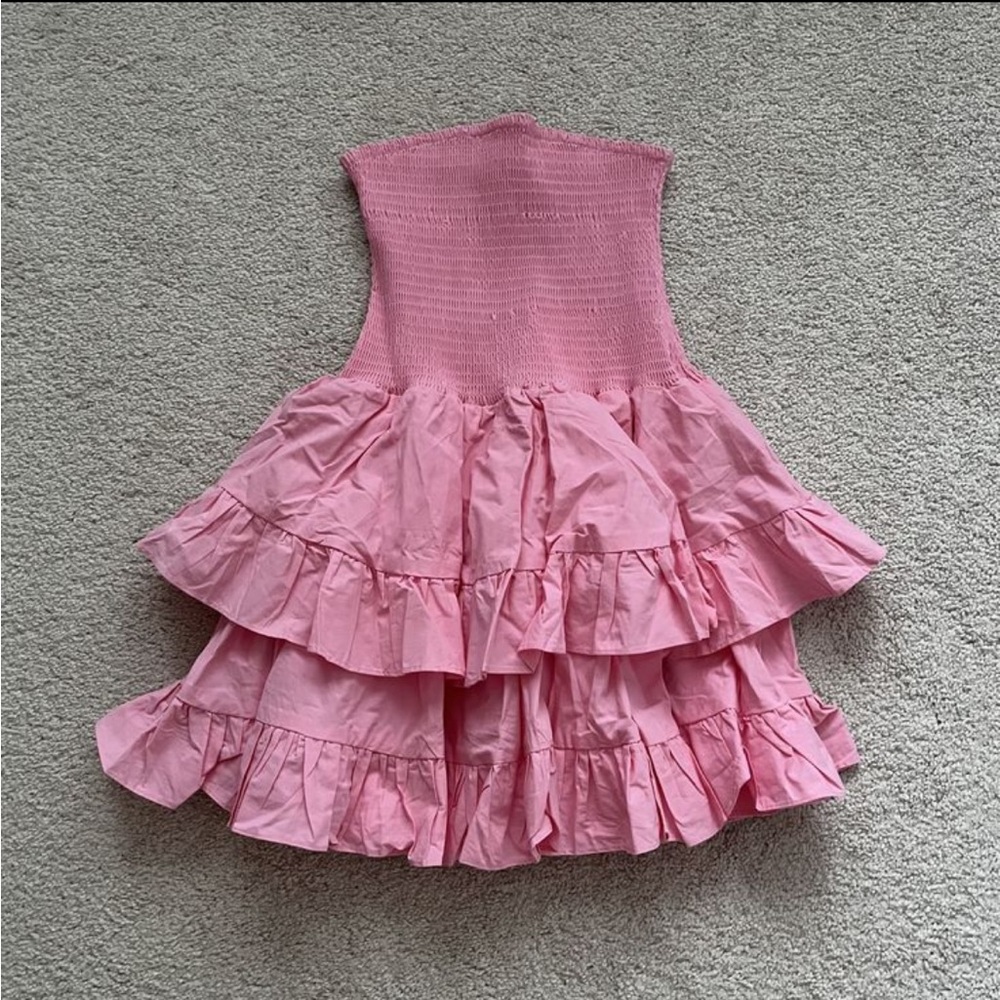 Pink smocked ruffle dress